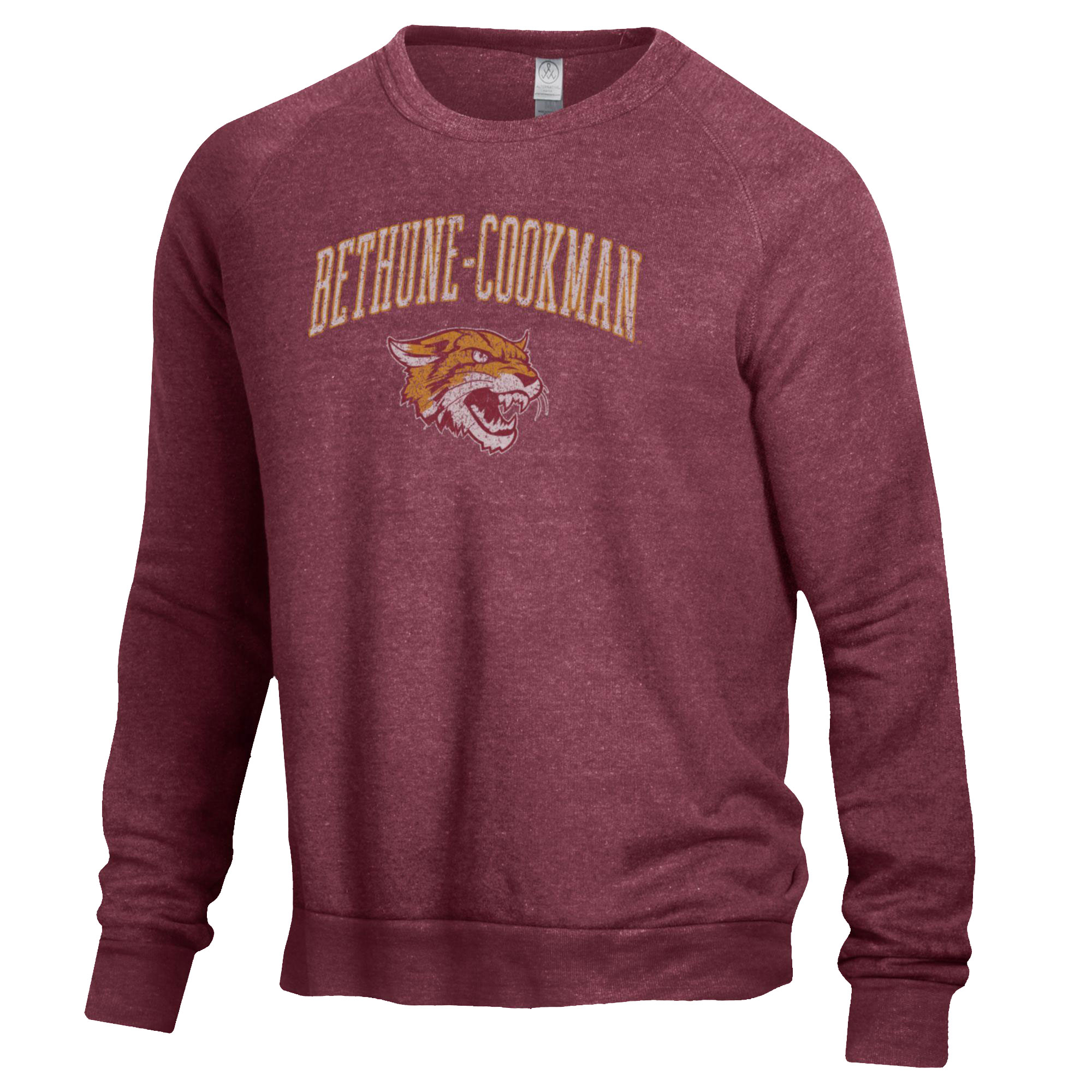 Men's Heathered Maroon Bethune-Cookman Wildcats The Champ Tri-Blend Pullover Sweatshirt - Image 6