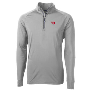 Men's Cutter & Buck Gray Dayton Flyers Big & Tall Adapt Eco Knit Quarter-Zip Pullover Jacket