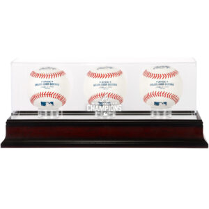 Atlanta Braves 2021 MLB World Series Champions Mahogany Logo 3-Baseball Display Case