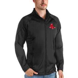 Men's Antigua Black Boston Red Sox Links Full-Zip Golf Jacket