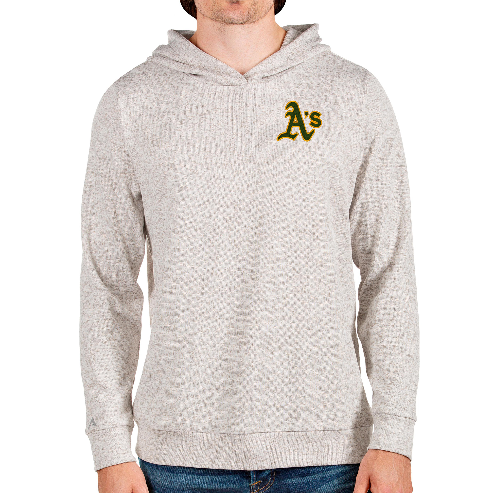 Men's Antigua Oatmeal Athletics Absolute Pullover Hoodie