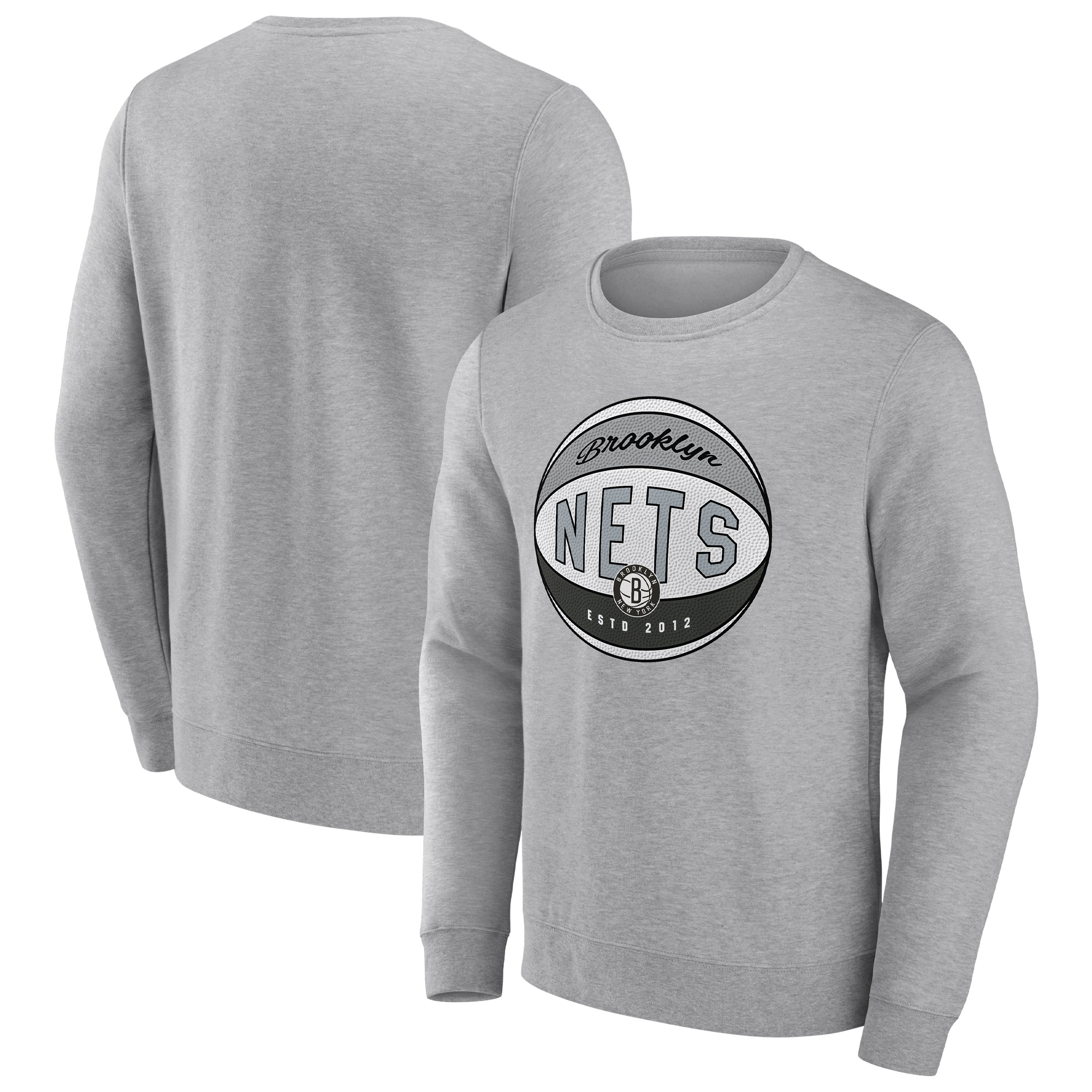 Men's Fanatics Heathered Gray Brooklyn Nets True Classics Vint Pullover Sweatshirt - Image 2