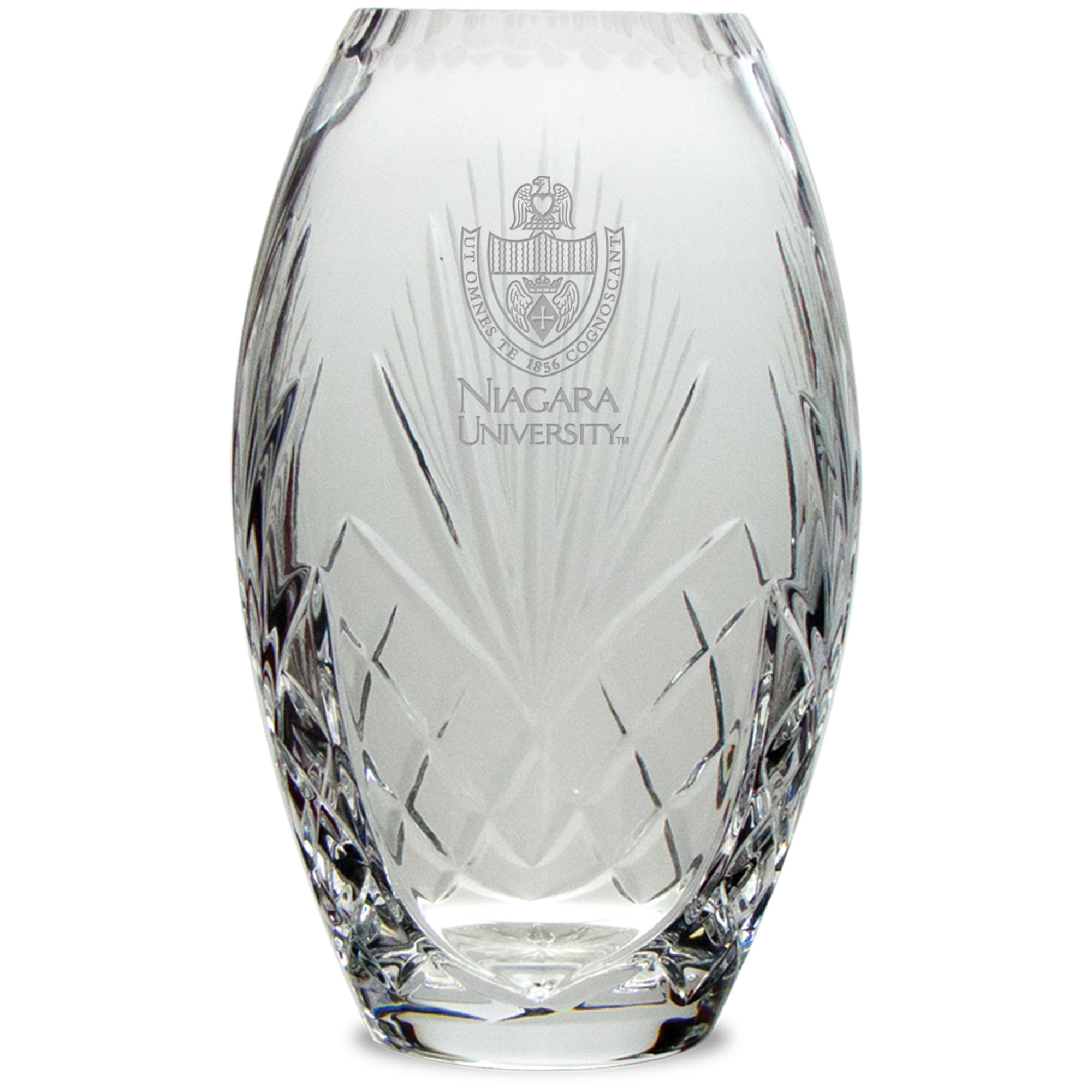 Niagara University Purple Eagles 10'' Full Leaded Crystal Vase