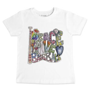 Toddler Tiny Turnip White New York Yankees Peace Love Baseball T-Shirt
