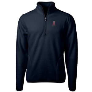 Men's Cutter & Buck Navy Los Angeles Angels Big & Tall Cascade Eco Sherpa Fleece Quarter-Zip Pullover Jacket