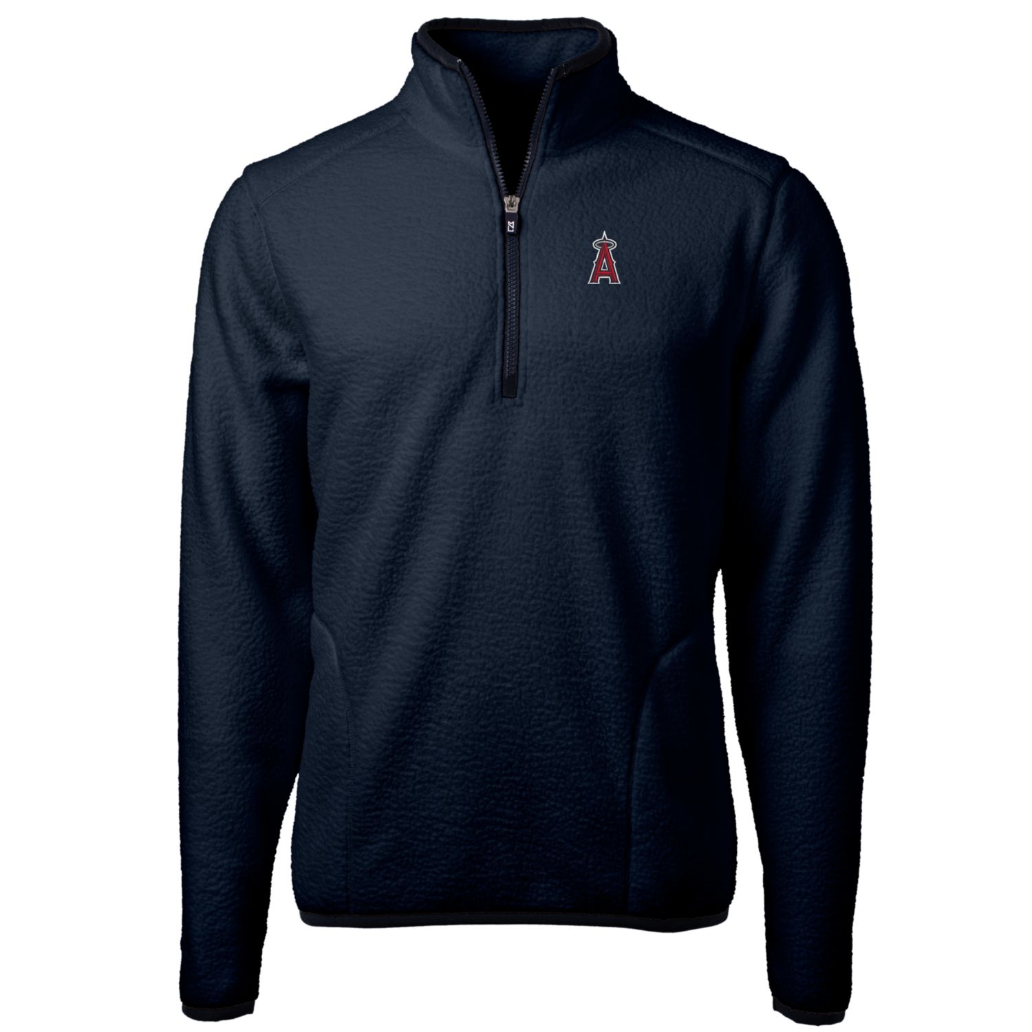 Men's Cutter & Buck Navy Los Angeles Angels Big & Tall Cascade Eco Sherpa Fleece Quarter-Zip Pullover Jacket