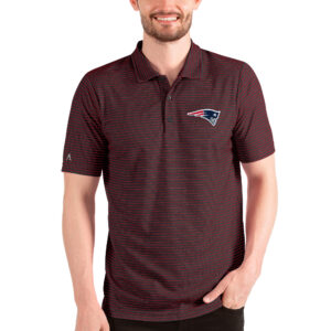Men's Antigua Heathered Black/Red New England Patriots Esteem Polo