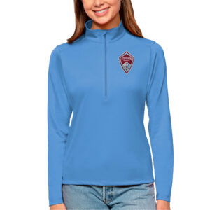 Women's Antigua Light Blue Colorado Rapids Tribute Quarter-Zip Pullover Top