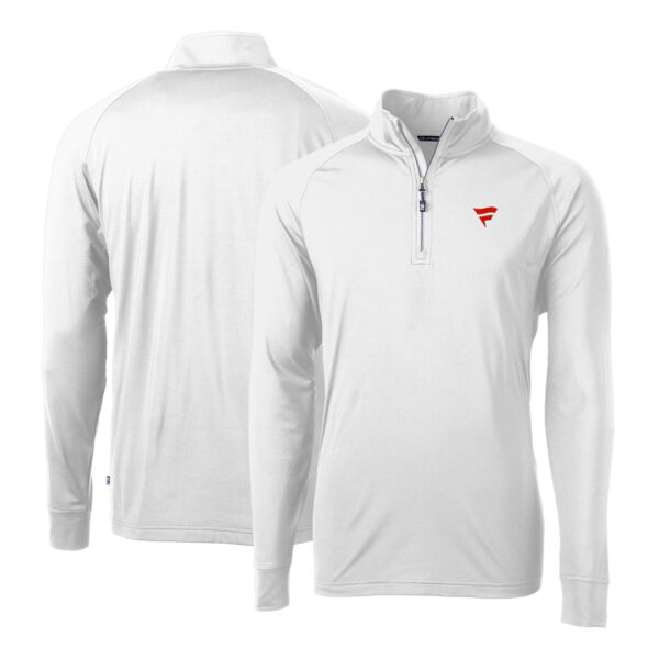 Men's Cutter & Buck White Fanatics Corporate Adapt Eco Knit Stretch Recycled Quarter-Zip Pullover Top