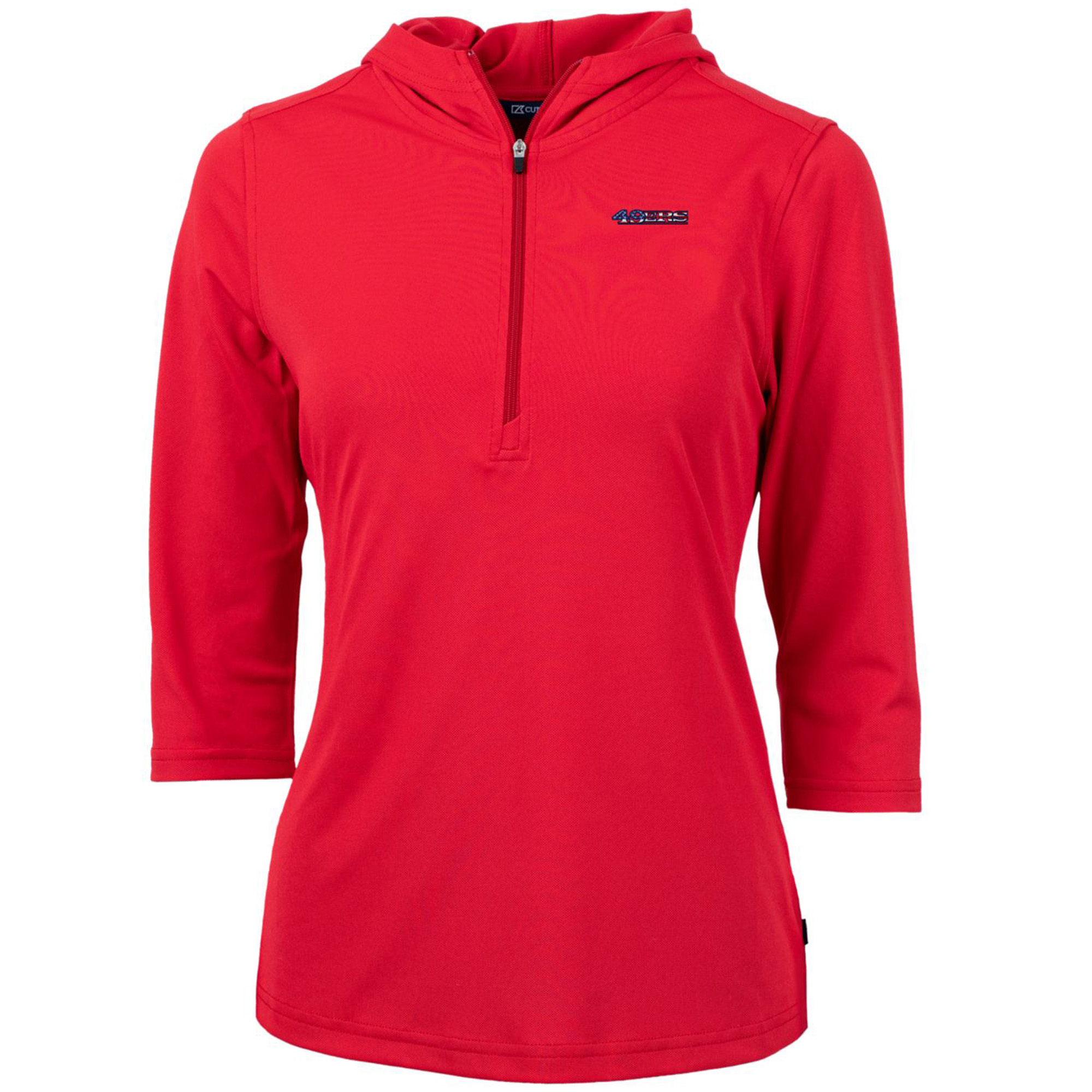 Women's Cutter & Buck Red San Francisco 49ers Virtue Eco Pique 3/4 Sleeve Half-Zip Pullover Hoodie - Image 6