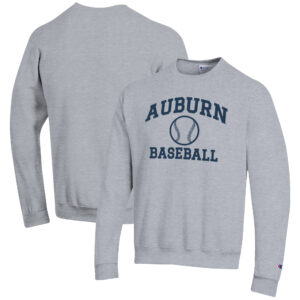 Men's Champion Gray Auburn Tigers Baseball Icon Crewneck Pullover Sweatshirt