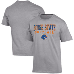 Men's Champion Gray Boise State Broncos Softball Stack T-Shirt