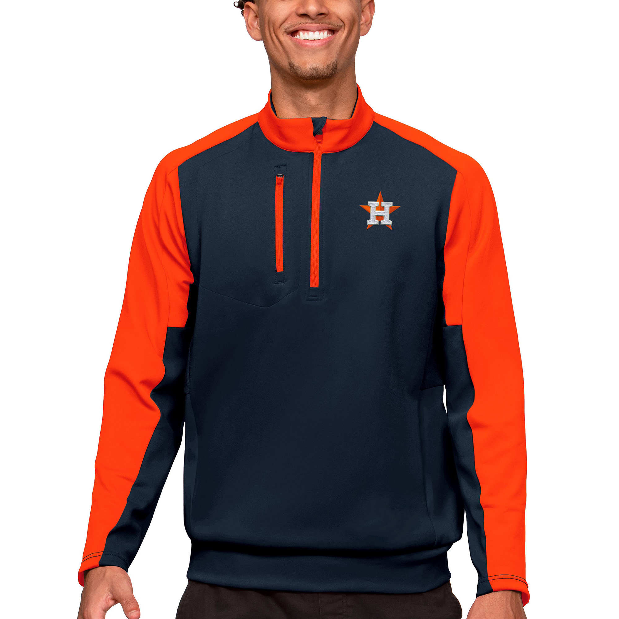 Men's Antigua Navy Houston Astros Team Quarter-Zip Pullover Top
