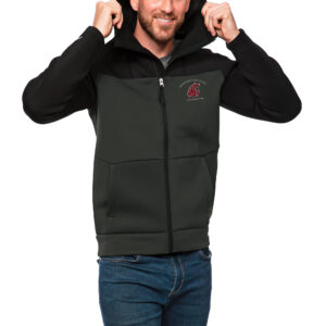 Men's Antigua Black/Charcoal Washington State Cougars Protect Full-Zip Hoodie