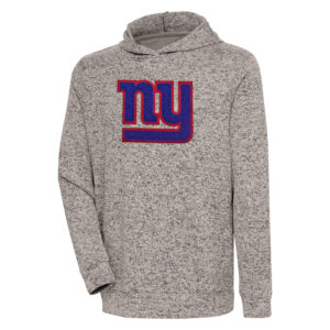 Men's Antigua Oatmeal New York Giants Absolute Chenille Pullover Hoodie