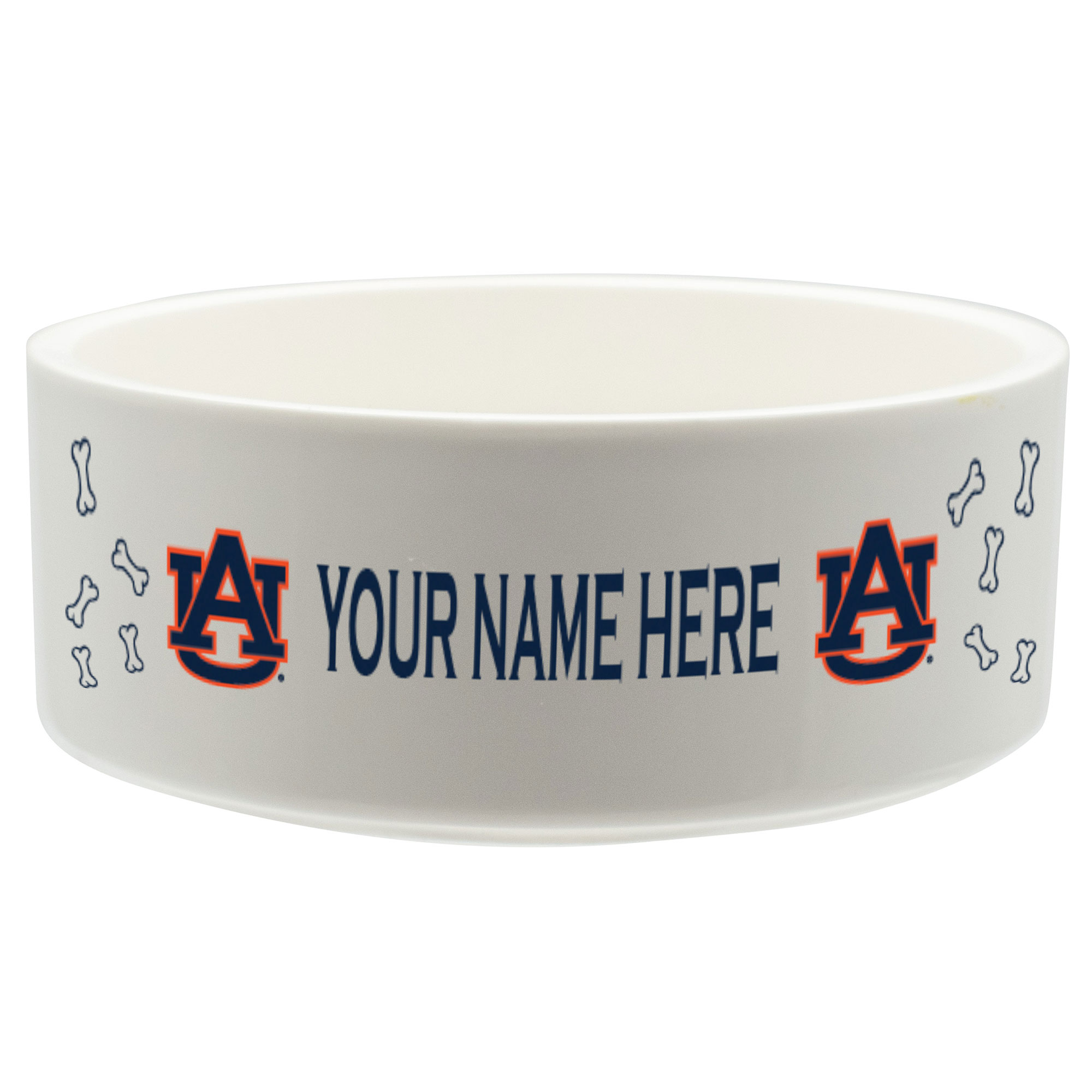 White Auburn Tigers 20oz. Personalized Pet Bowl
