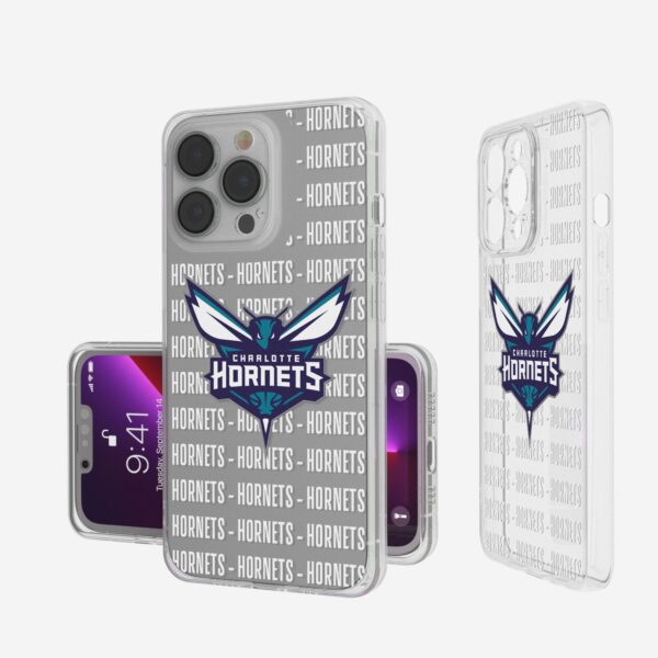 Charlotte Hornets iPhone Clear Text Backdrop Design Case