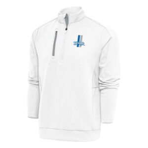 Men's Antigua White Detroit Lions Team Logo Throwback Generation Quarter-Zip Pullover Top