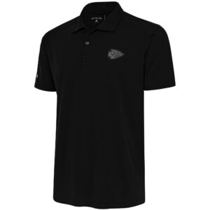 Men's Antigua Black Kansas City Chiefs Tonal Logo Tribute Polo