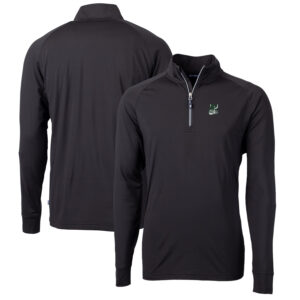 Men's Cutter & Buck Black Portland State Vikings Adapt Eco Knit Stretch Recycled Big & Tall Quarter-Zip Pullover Top