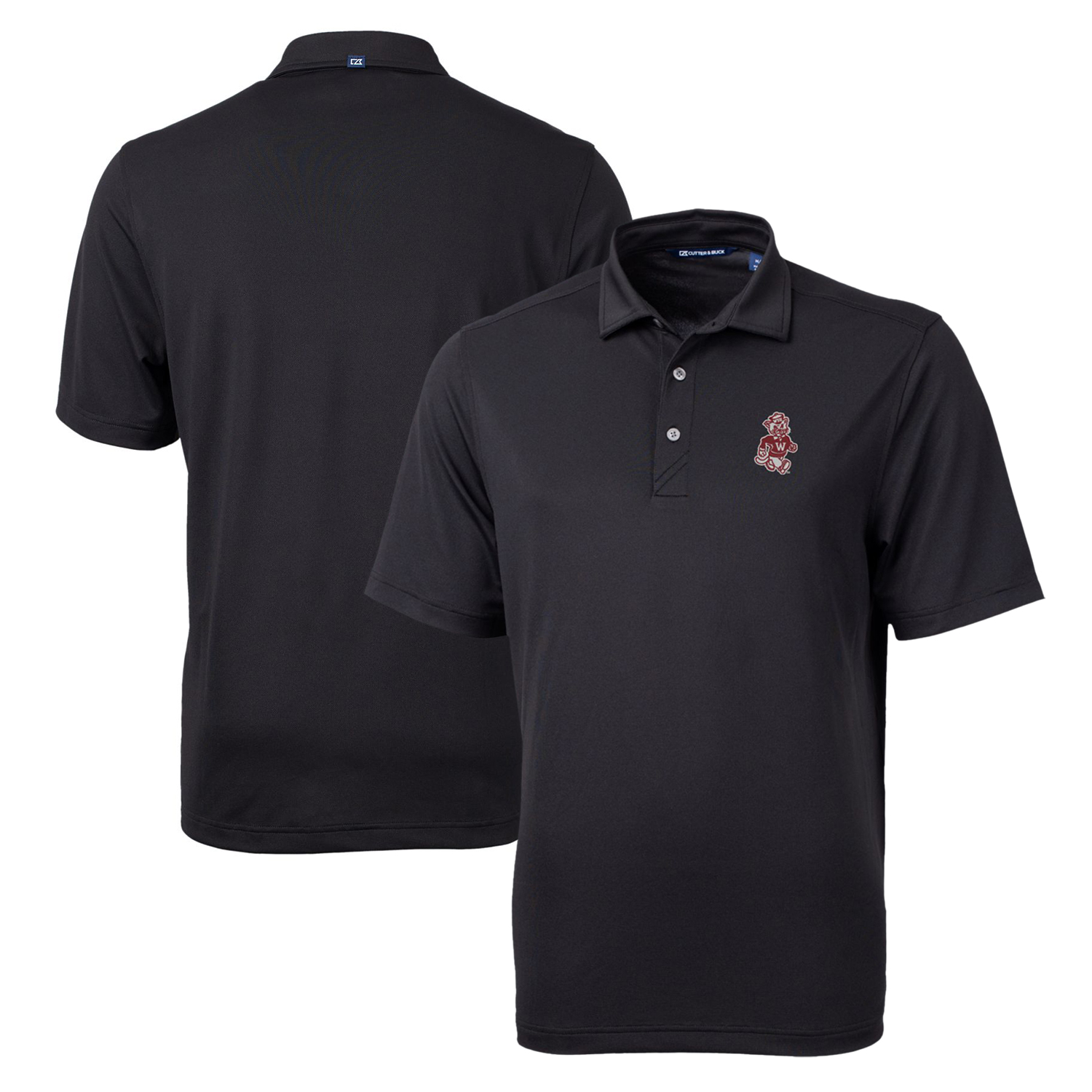 Men's Cutter & Buck Black Washington State Cougars Team Big & Tall Virtue Eco Pique Recycled Polo - Image 2