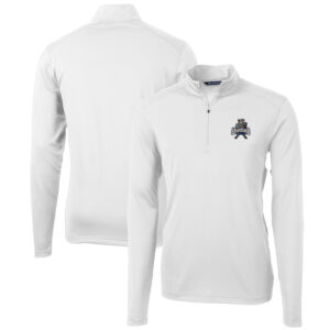 Men's Cutter & Buck White Utah State Aggies Team Big & Tall Virtue Eco Pique Recycled Quarter-Zip Pullover Top