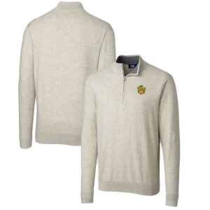 Men's Cutter & Buck Oatmeal Missouri Tigers Lakemont Quarter-Zip Pullover Sweater