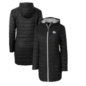 Women's Cutter & Buck Black TCU Horned Frogs Vault Rainier Primaloft Eco Hooded Long Coat