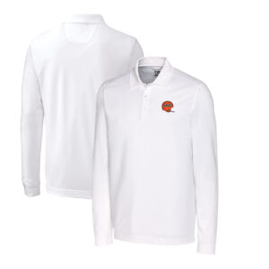 Men's Cutter & Buck White Cincinnati Bengals Advantage Tri-Blend Pique Big & Tall Long Sleeve Throwback Polo