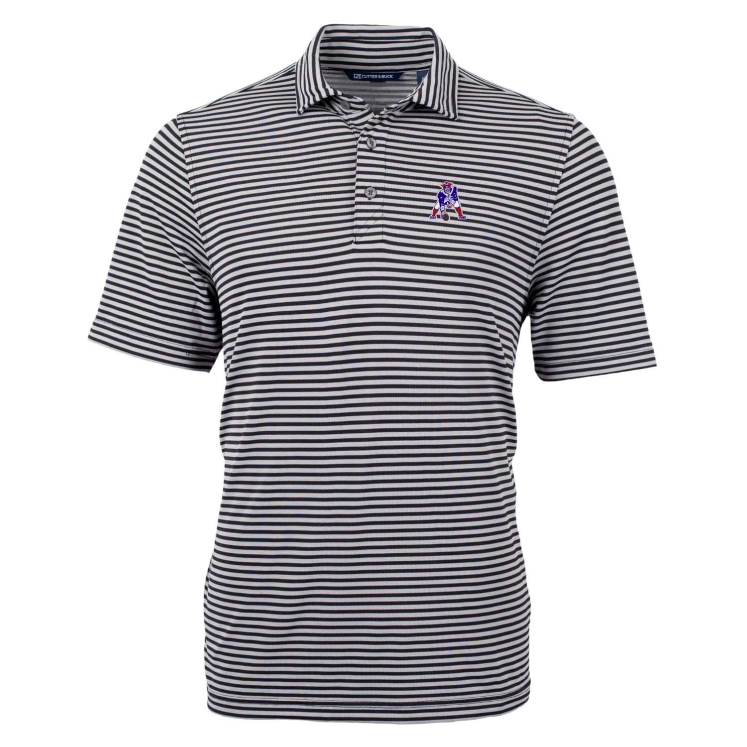Men's Cutter & Buck Black New England Patriots Throwback Logo Virtue Eco Pique Stripe Recycled Polo - Image 6