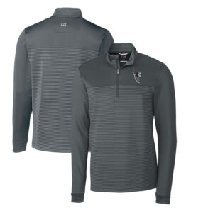 Men's Cutter & Buck Steel Atlanta Falcons Throwback Logo Traverse Stripe Stretch Quarter-Zip Pullover Top