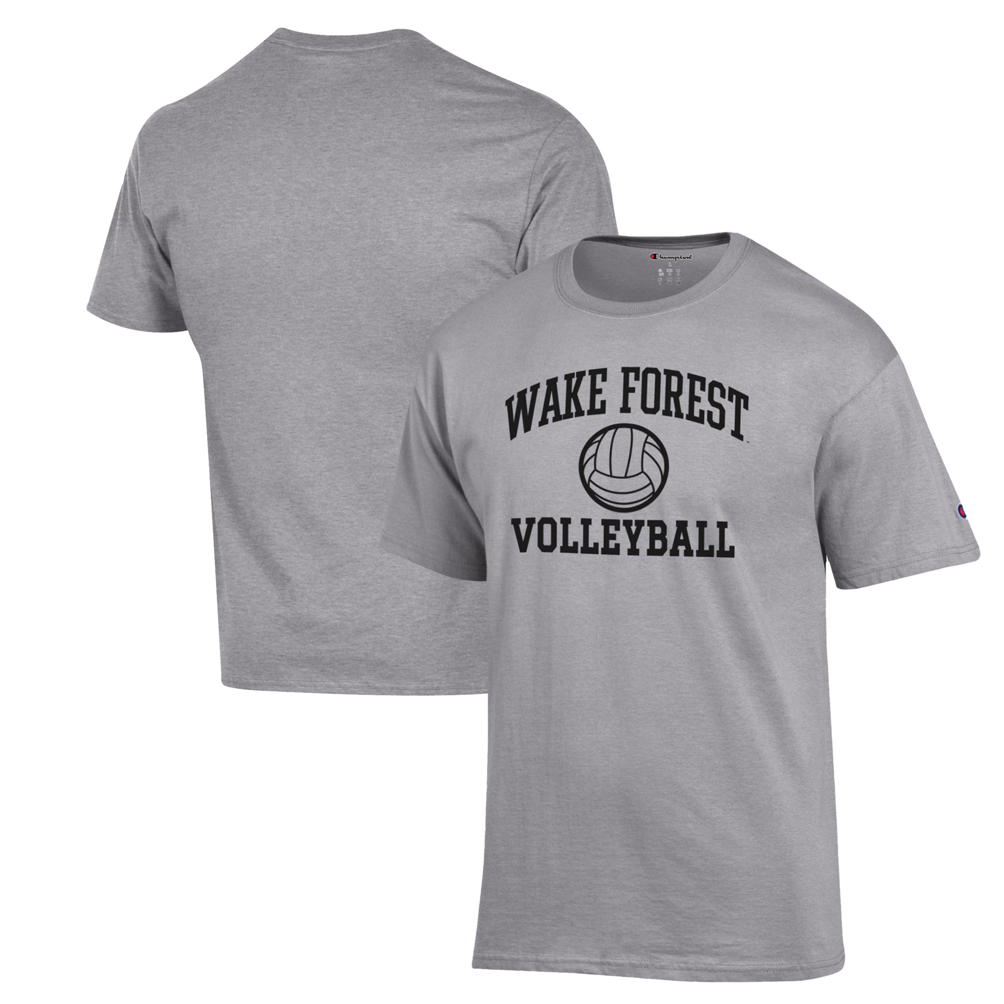 Men's Champion Heather Gray Wake Forest Demon Deacons Volleyball Icon Powerblend T-Shirt