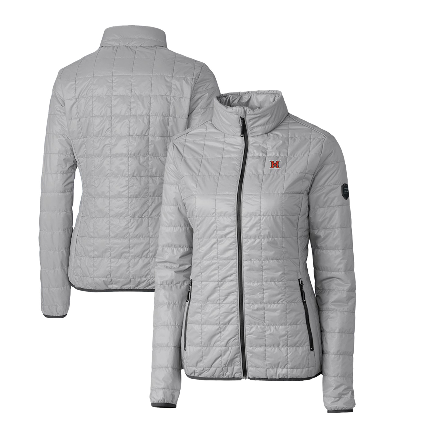 Women's Cutter & Buck Gray Miami University RedHawks Rainier Eco Insulated Puffer Full-Zip Jacket - Image 6