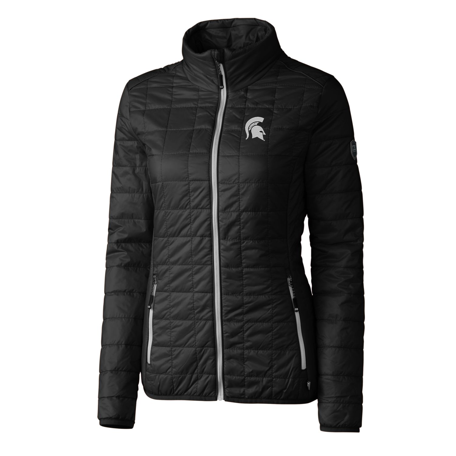 Women's Cutter & Buck Black Michigan State Spartans Rainier Eco Insulated Puffer Full-Zip Jacket - Image 3