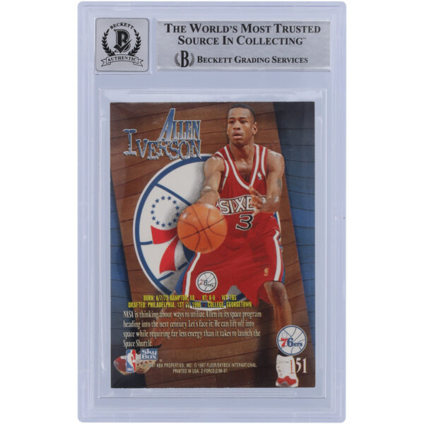 Allen Iverson Philadelphia 76ers Autographed 1996-97 Skybox Z-Force #151 Beckett Fanatics Witnessed Authenticated 10 Rookie Card - Image 5