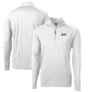 Men's Cutter & Buck White UCF Knights Citronaut Adapt Eco Knit Stretch Recycled Quarter-Zip Pullover Top
