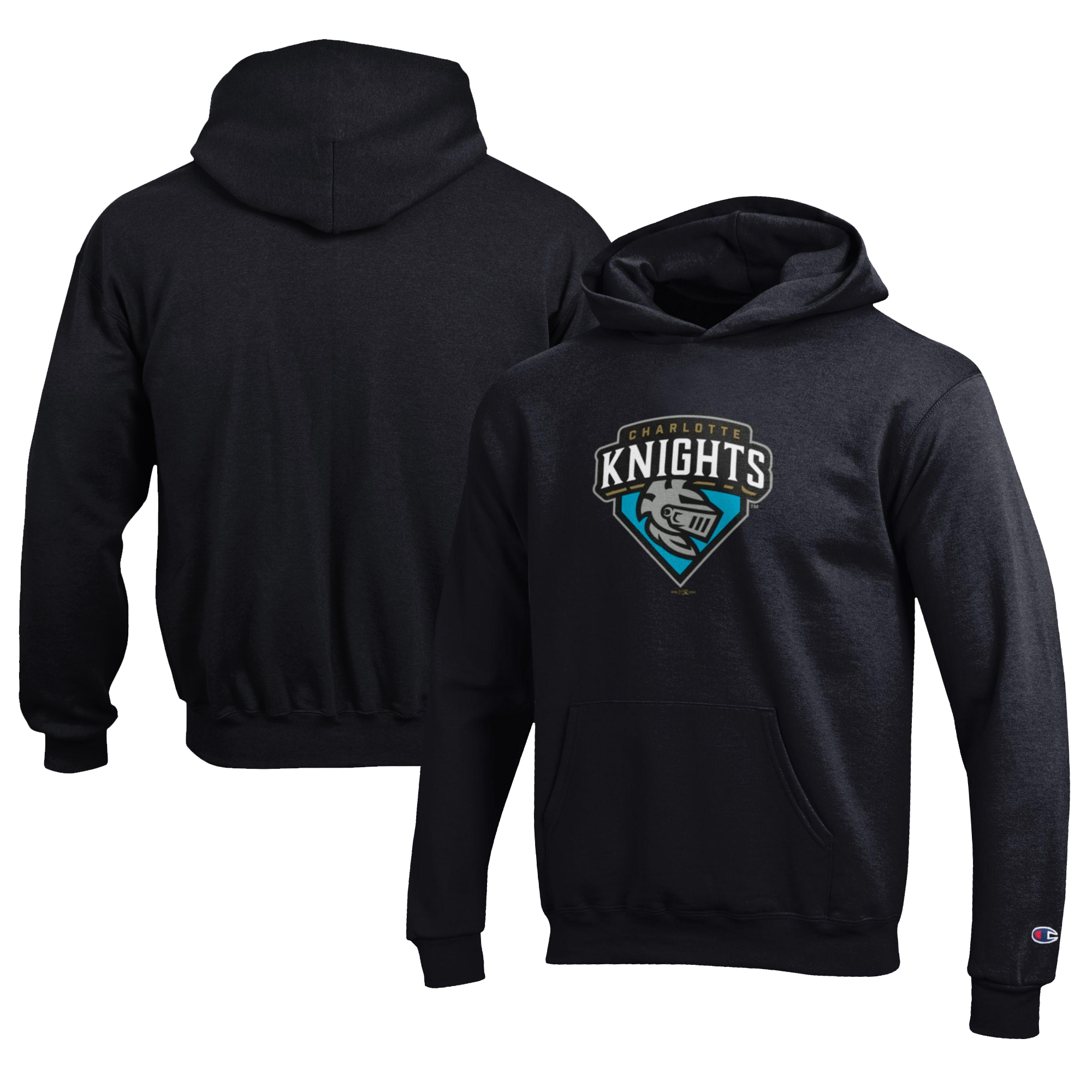 Youth Champion Black Charlotte Knights Eco Powerblend Pullover Hoodie - Image 5