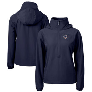 Women's Cutter & Buck Navy Chicago Cubs Charter Eco Recycled Anorak Jacket