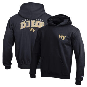 Youth Champion Black Wake Forest Demon Deacons Powerblend Two-Hit Pullover Hoodie