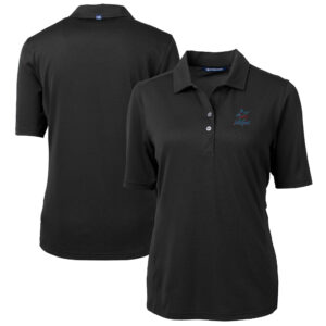 Women's Cutter & Buck  Black Miami Marlins DryTec Virtue Eco Pique Recycled Polo
