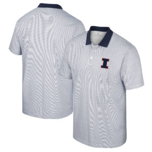 Men's Colosseum White/Navy Illinois Fighting Illini Print Stripe Polo