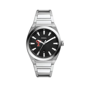 Men's Fossil  Black Texas Tech Red Raiders Everett Stainless Steel Watch