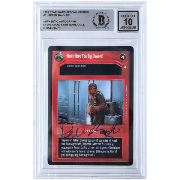 Peter Mayhew Star Wars Autographed 1998 CCG Special Edition #51 BGS Authenticated 10 Card with "Chewbacca" Inscription