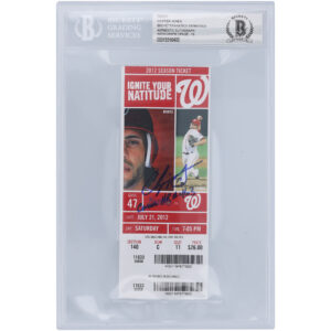 Chipper Jones Atlanta Braves Autographed Ticket with "Career HR #463" Inscription - BAS Authenticated Graded 10