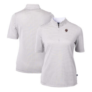 Women's Cutter & Buck  Gray Boston College Eagles DryTec Virtue Eco Pique Stripe Recycled Polo