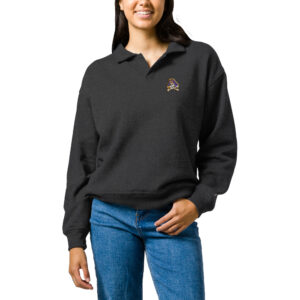 Women's League Collegiate Wear  Heather Charcoal ECU Pirates Victory Springs Tri-Blend Collared Pullover Sweatshirt