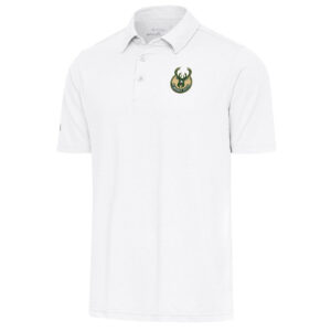 Men's Antigua  White Milwaukee Bucks Par Polo