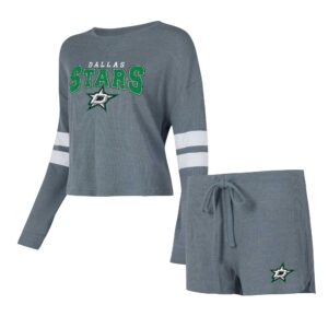 Women's Concepts Sport Charcoal Dallas Stars Meadow Long Sleeve T-Shirt & Shorts Sleep Set