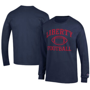 Men's Champion  Navy Liberty Flames Football Jersey Long Sleeve T-Shirt