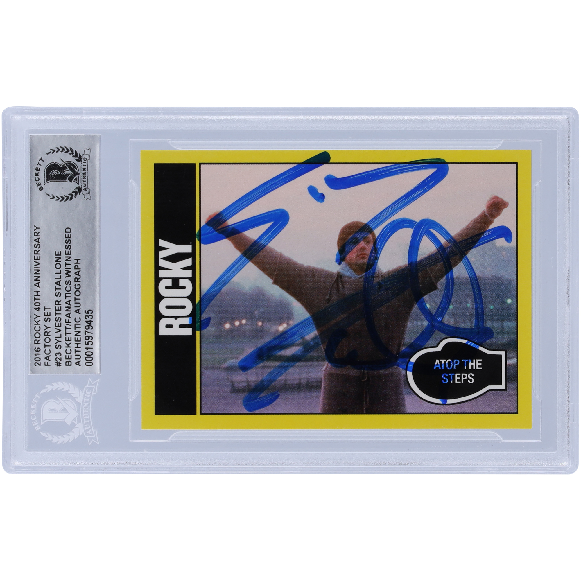 Sylvester Stallone Rocky Autographed 2016 Topps Rocky 40th Anniversary Factory Set #23 Beckett Fanatics Witnessed Authenticated Card - Image 7
